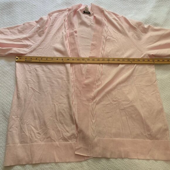 NEW CJ Banks pink elbow sleeve open front lightweight stretch cardigan sweater - Picture 9 of 10